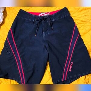 O'Neill Black and Red Board Shorts Swimwear